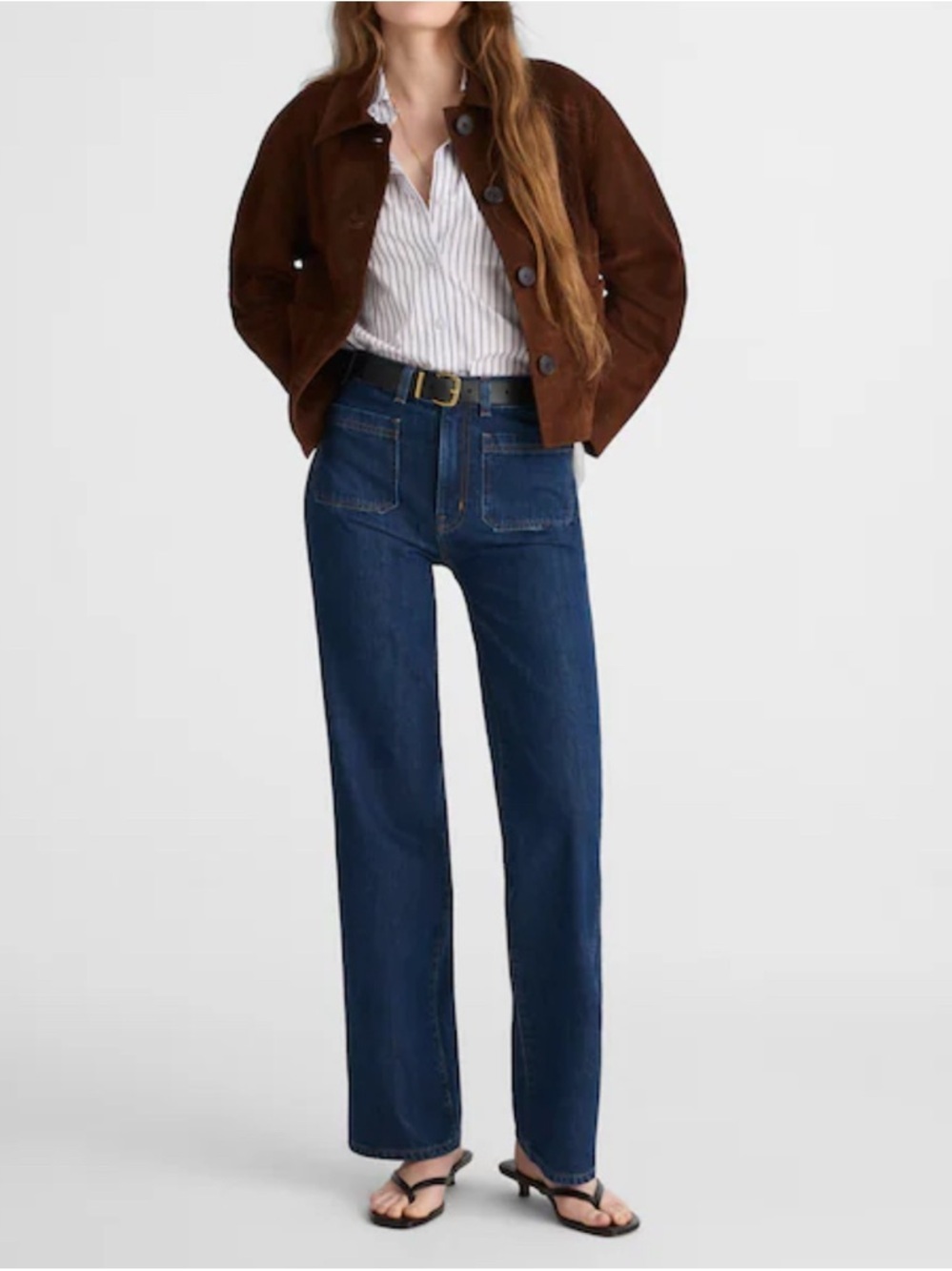 Madewell The Cleo Straight Jeans Women’s Size 28 Plumville Wash Blue Rigid Denim - Picture 2 of 10